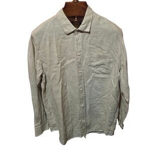 Desmond & Dempsey Men's Linen Light Green Button Up Shirt Size Large